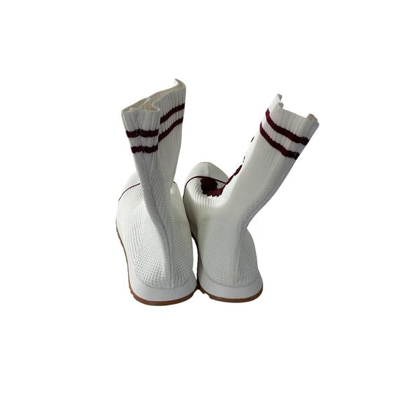 White Knit High Top Shoes Mens US 10 EU 42 Maroon Stripe Lightweight Sneaker - Picture 9 of 9